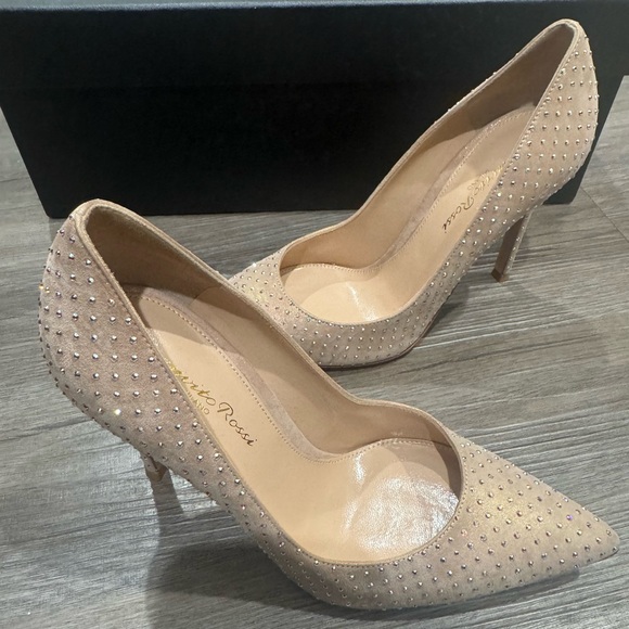Gianvito Rossi Embellished Crystal Suede Leather Tan Pump Heels - Picture 2 of 16